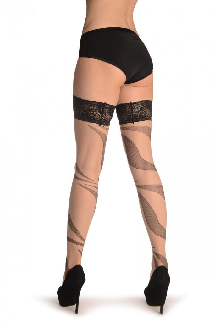 Liss Kiss Nude With Large Black Leafs - Hold Ups