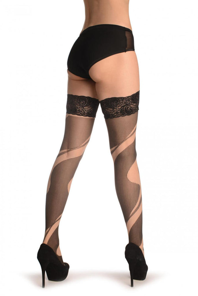 Liss Kiss Nude With Large Black Vawes - Hold Ups