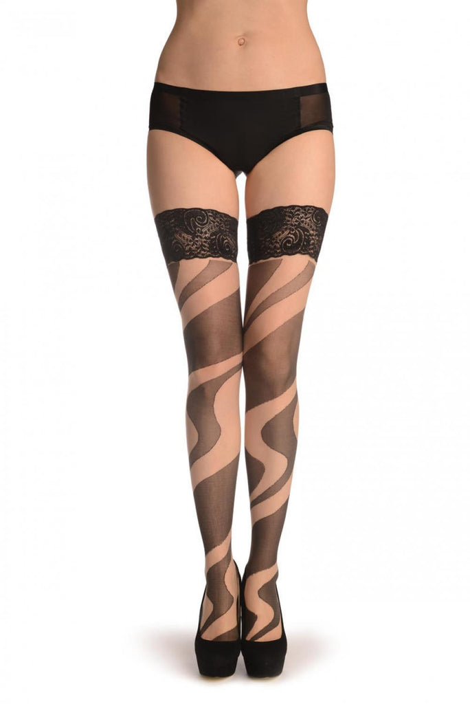 liss kiss Nude With Large Black Vawes - Hold Ups