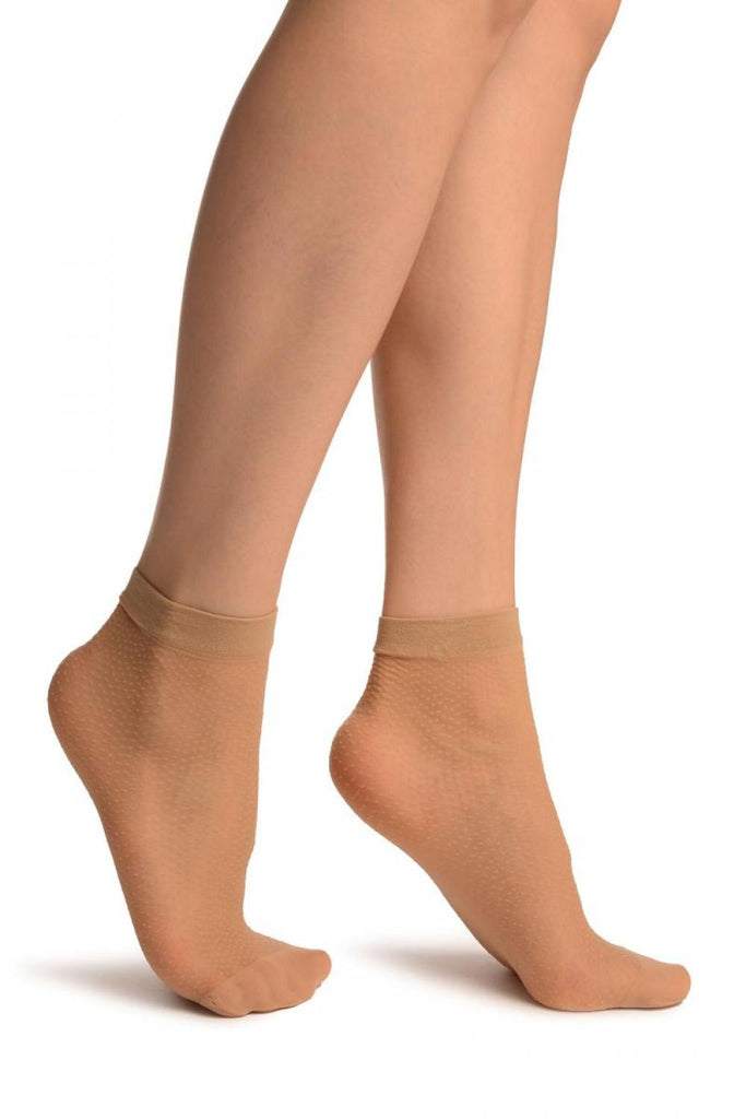 liss kiss Nude Woven Dots Ankle High Socks - Socks