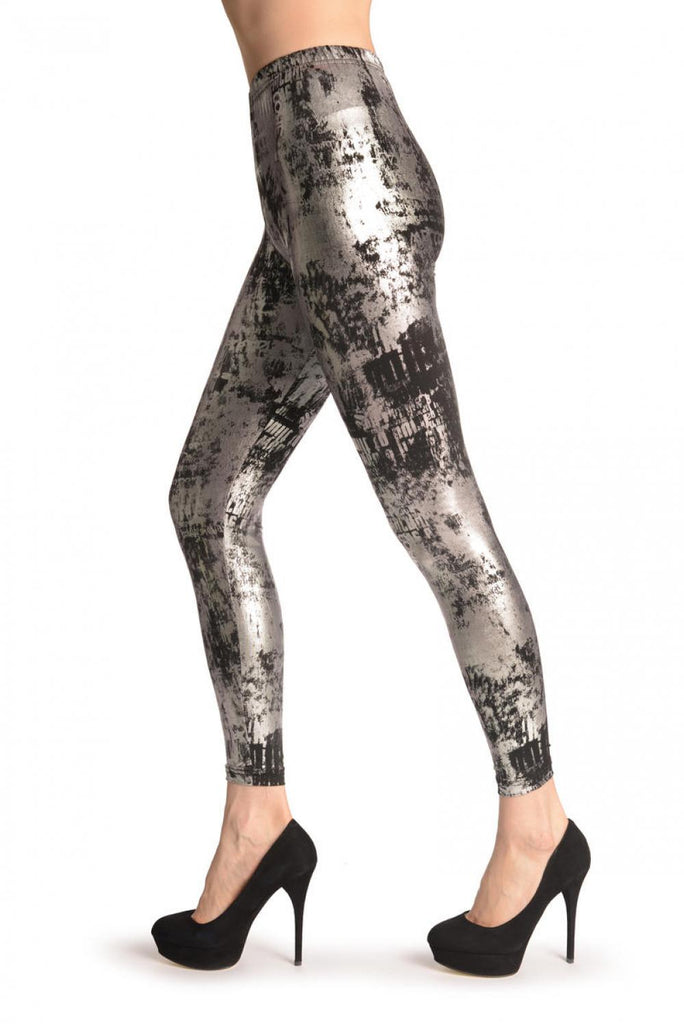 Liss Kiss Old Industrial Silver Print - Leggings