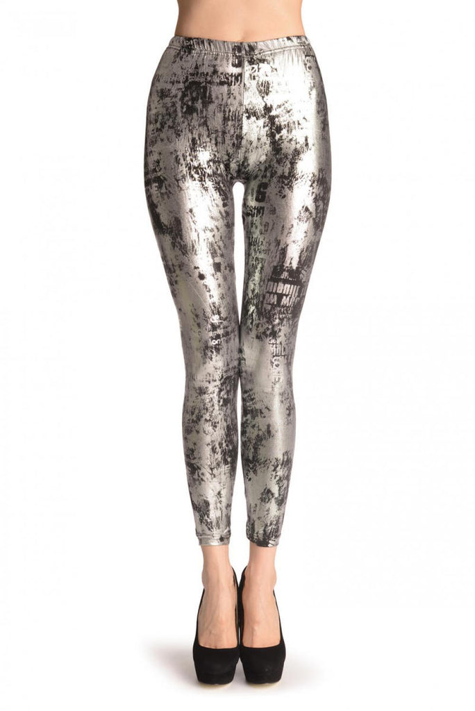 Liss Kiss Old Industrial Silver Print - Leggings