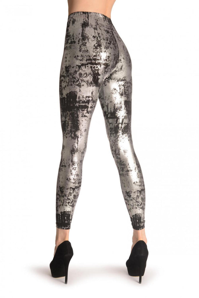 liss kiss Old Industrial Silver Print - Leggings