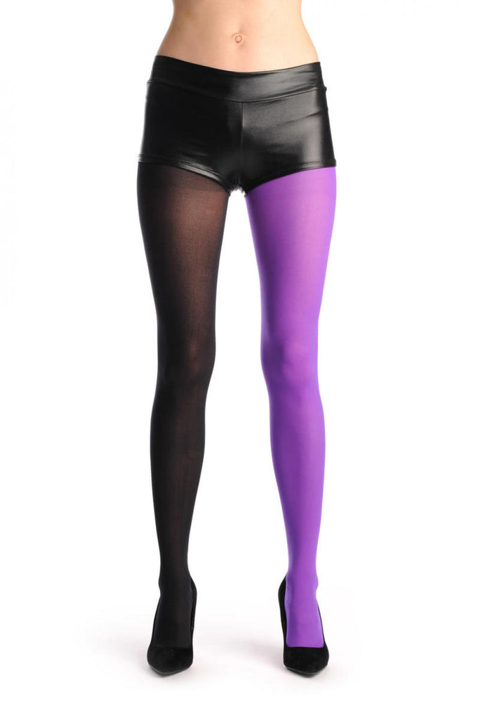 liss kiss One Leg Purple & One Leg Black - Tights