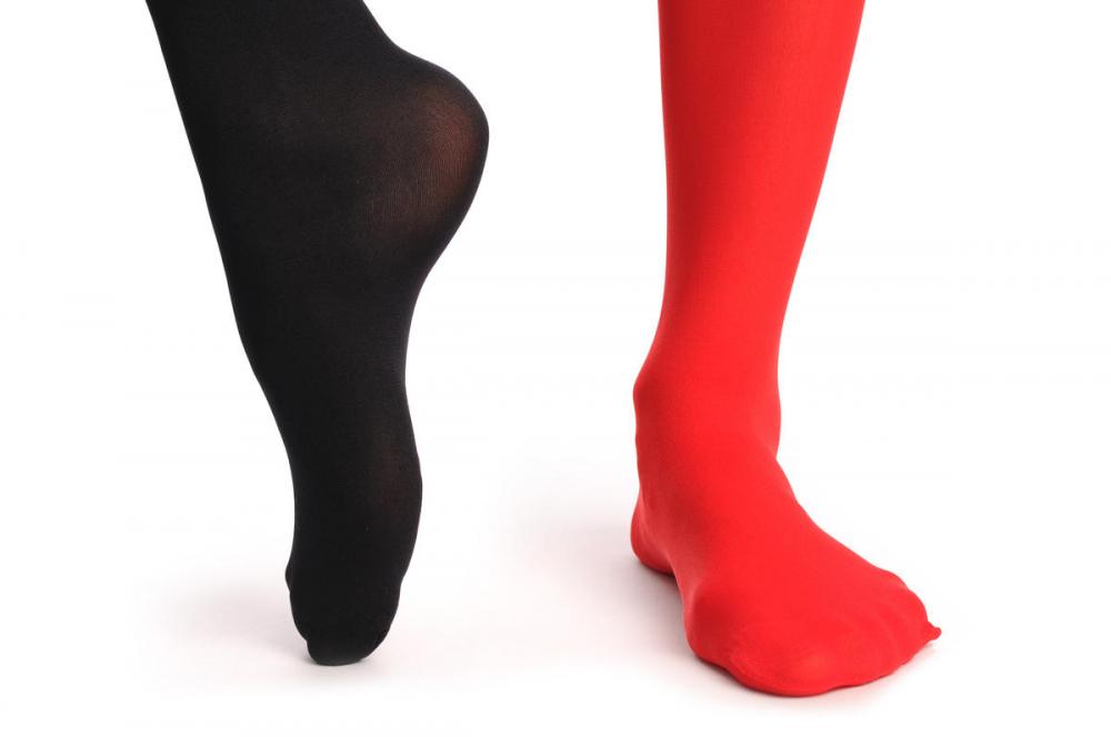 Liss Kiss One Leg Red & One Leg Black - Tights