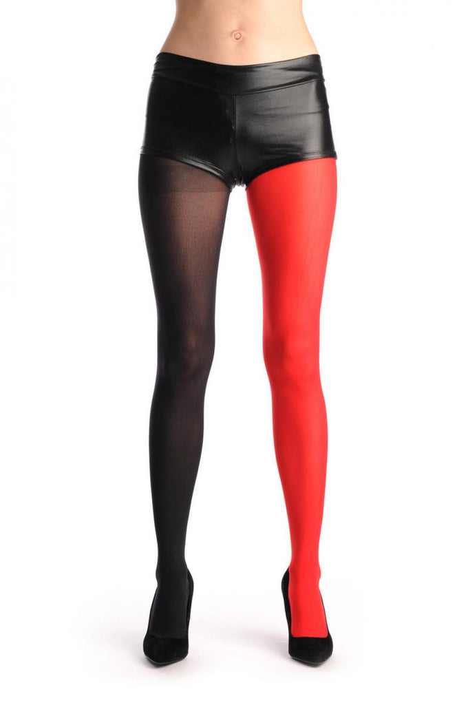 liss kiss One Leg Red & One Leg Black - Tights