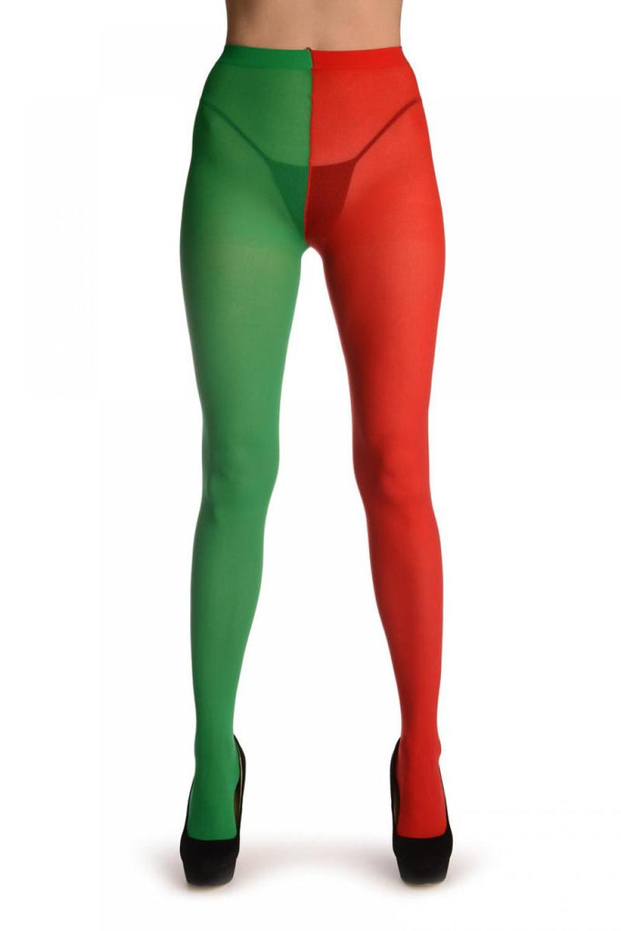 Liss Kiss One Leg Red & One Leg Green - Tights