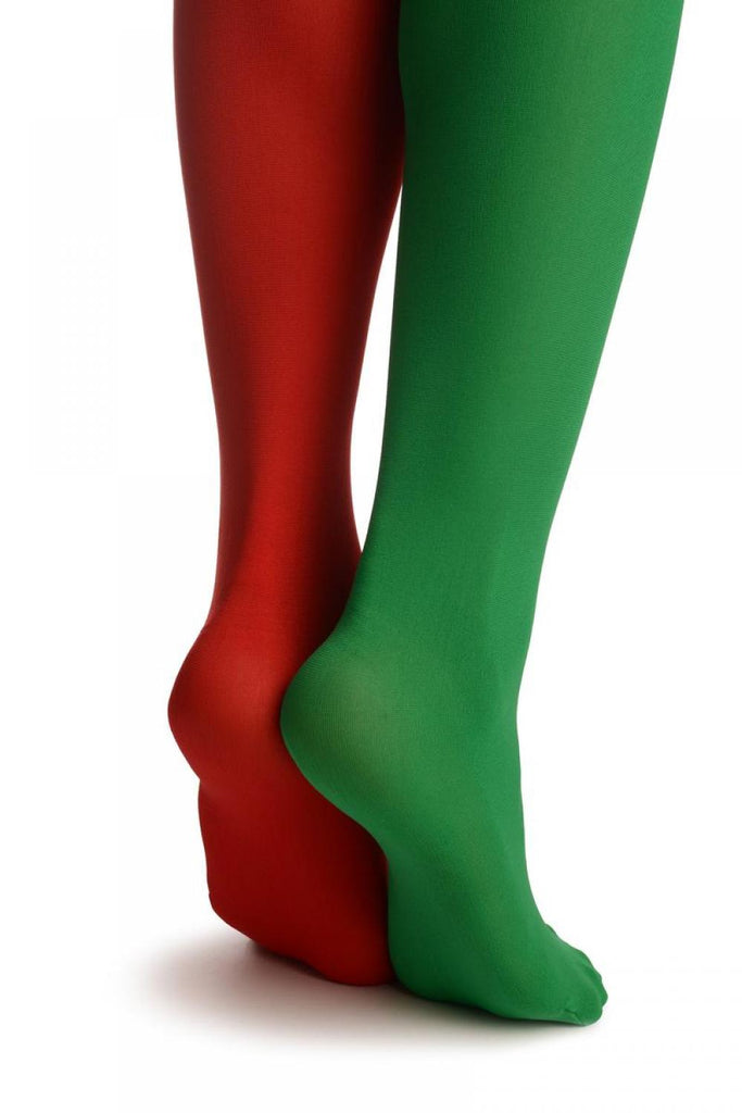 Liss Kiss One Leg Red & One Leg Green - Tights