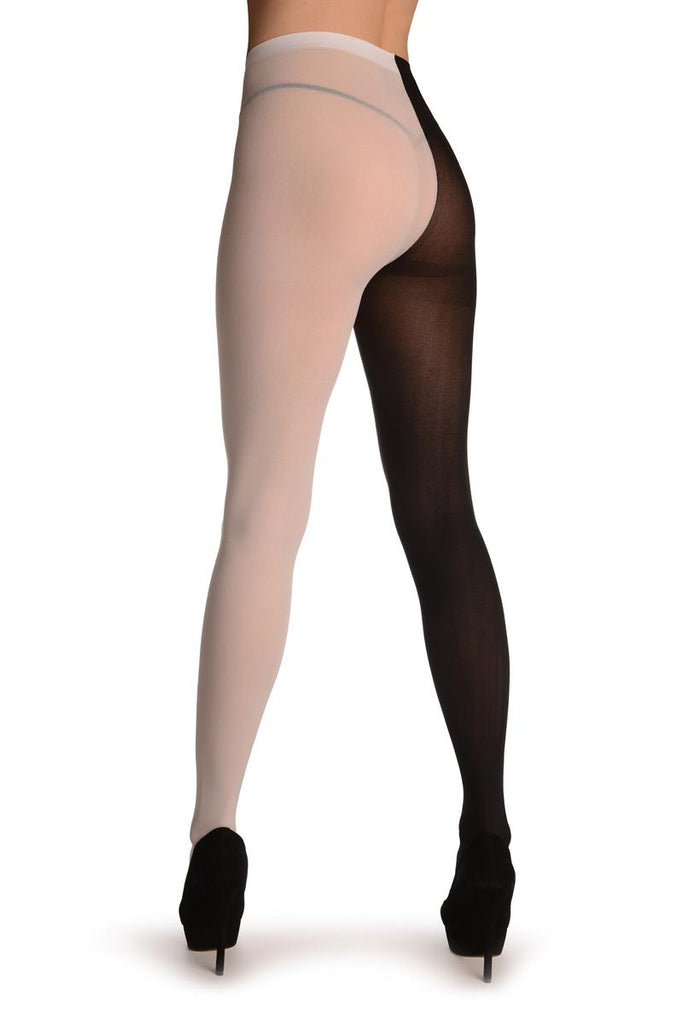 Liss Kiss One Leg White & One Leg Black - Tights