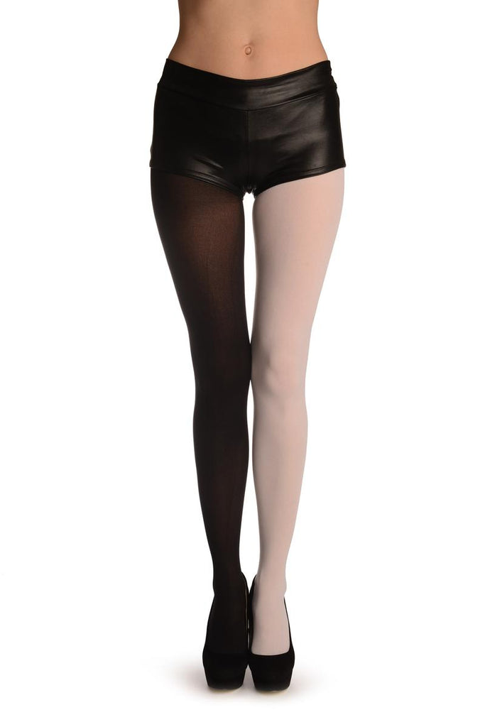 liss kiss One Leg White & One Leg Black - Tights
