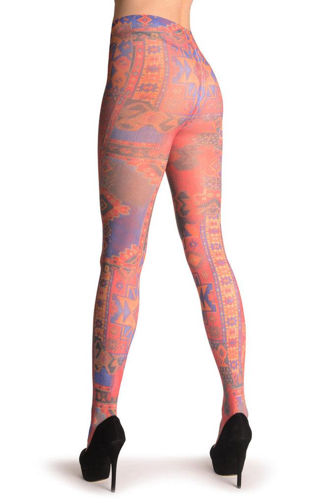 Liss Kiss Orange & Blue Aztec Stars - Tights