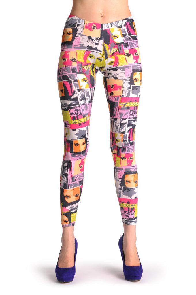 Liss Kiss Orange & Green Portraits - Leggings