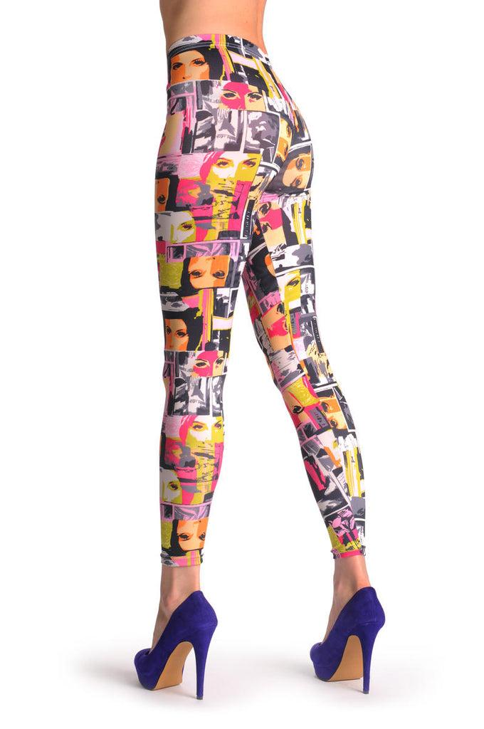 Liss Kiss Orange & Green Portraits - Leggings