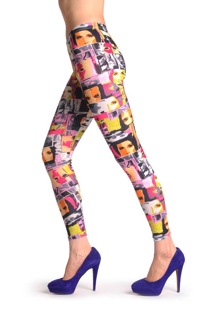 Liss Kiss Orange & Green Portraits - Leggings