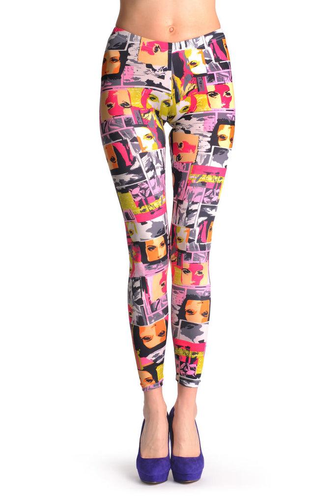liss kiss Orange & Green Portraits - Leggings