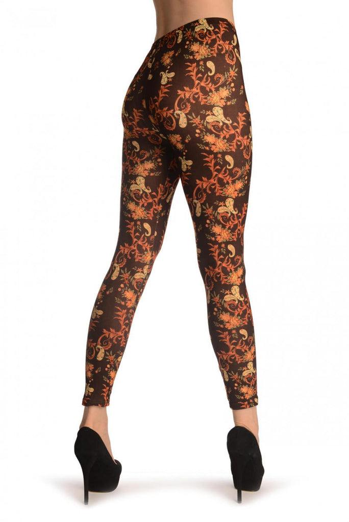 Liss Kiss Orange Peisley On Brown - Leggings