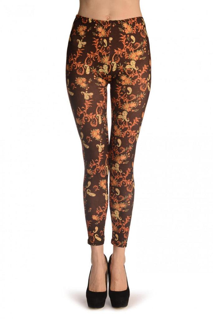 liss kiss Orange Peisley On Brown - Leggings