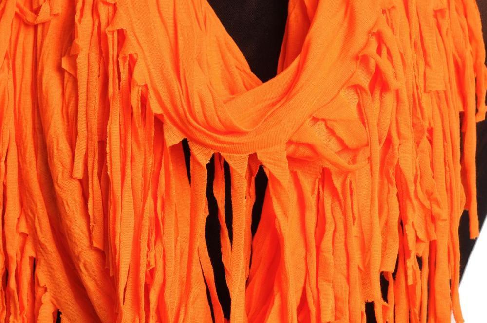 Liss Kiss Orange With Tassels Snood Scarf - Snood