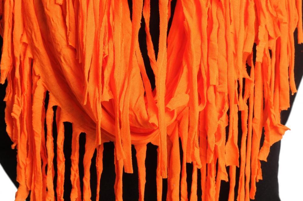 Liss Kiss Orange With Tassels Snood Scarf - Snood