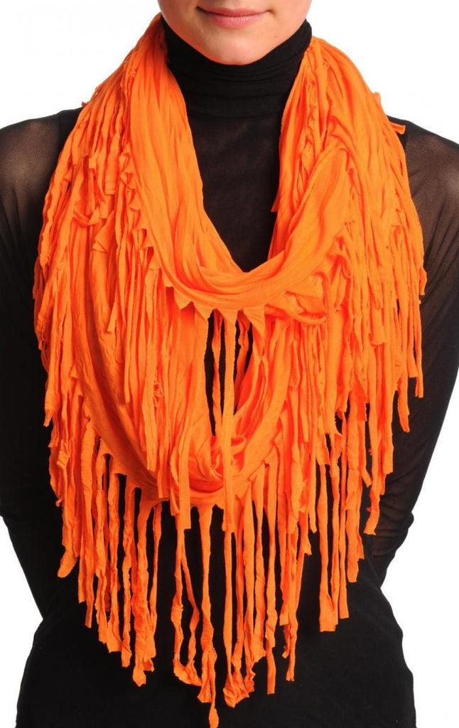 liss kiss Orange With Tassels Snood Scarf - Snood