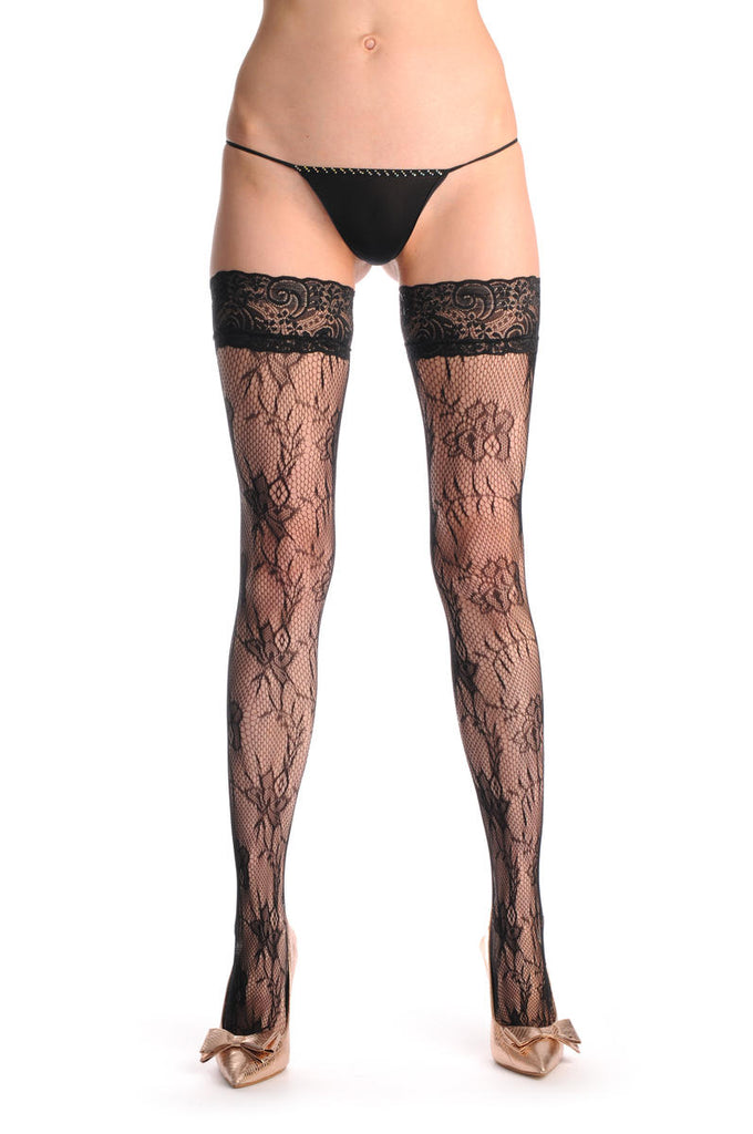 Liss Kiss Orchid Flowers Fishnet - Hold Ups