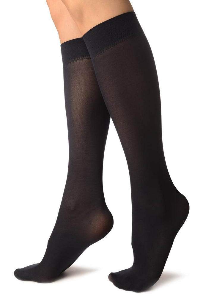 Liss Kiss Oxford Blue Plain Socks Knee High - Socks