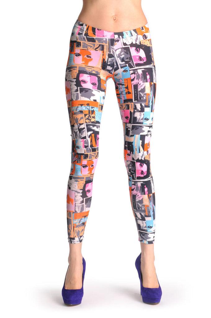Liss Kiss Pink & Blue Portraits - Leggings
