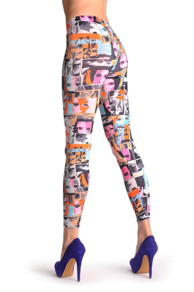 Liss Kiss Pink & Blue Portraits - Leggings