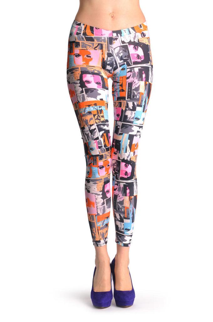 Liss Kiss Pink & Blue Portraits - Leggings