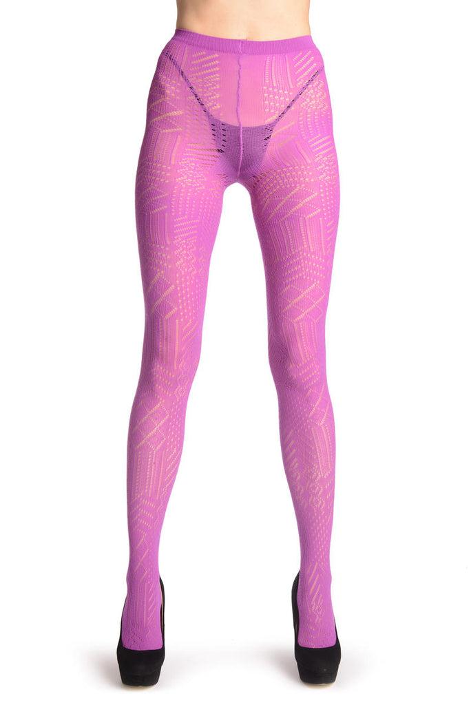 Liss Kiss Pink Geometrical Crochet Lace - Tights
