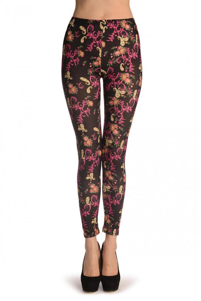 liss kiss Pink Peisley On Black - Leggings
