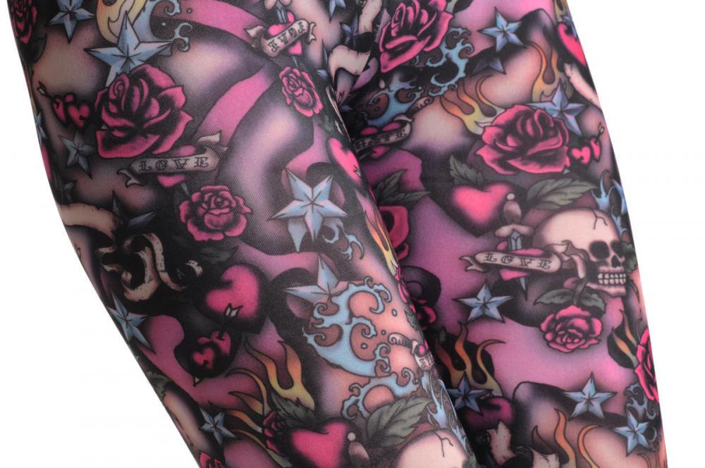 Liss Kiss Pink Skulls & Roses - Leggings