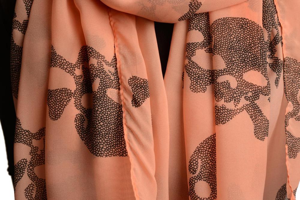 Liss Kiss Pink With Marble Skull & Bones - Scarf