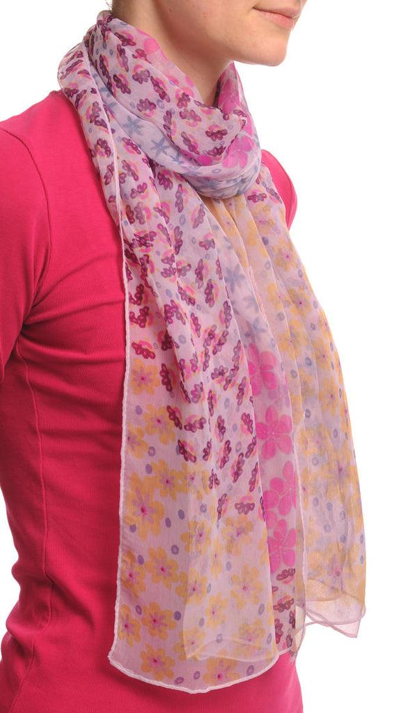 Liss Kiss Pink & Yellow Small Flowers On Pink - Scarf