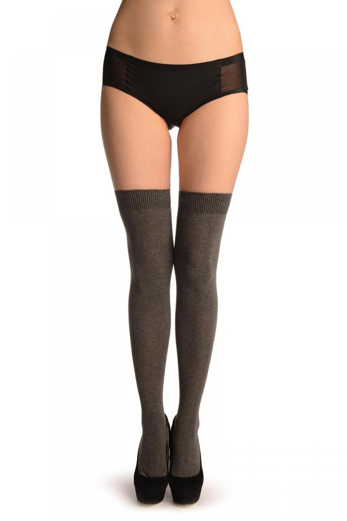 Liss Kiss Plain Grey All Over - Over The Knee Socks