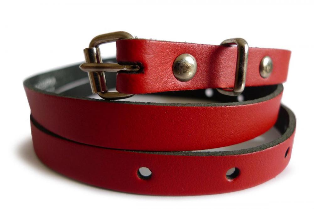 Liss Kiss Plain Red Real Leather Women Belt - Belt