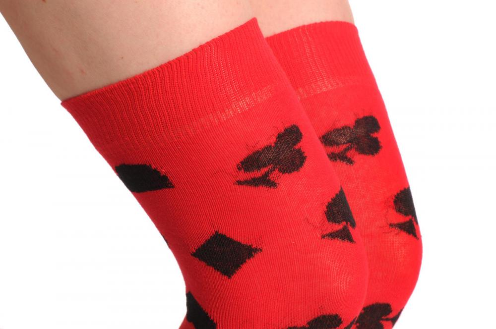 Liss Kiss Playing Suit On Red - Over The Knee Socks