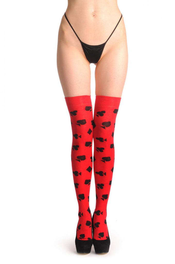 liss kiss Playing Suit On Red - Over The Knee Socks