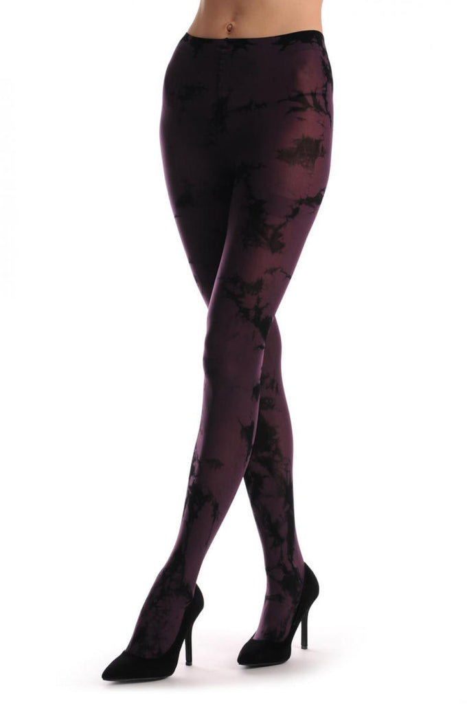 Liss Kiss Plum & Black Colour Splash (Tie Dye) - Tights
