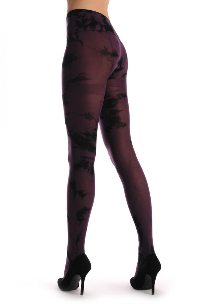 Liss Kiss Plum & Black Colour Splash (Tie Dye) - Tights