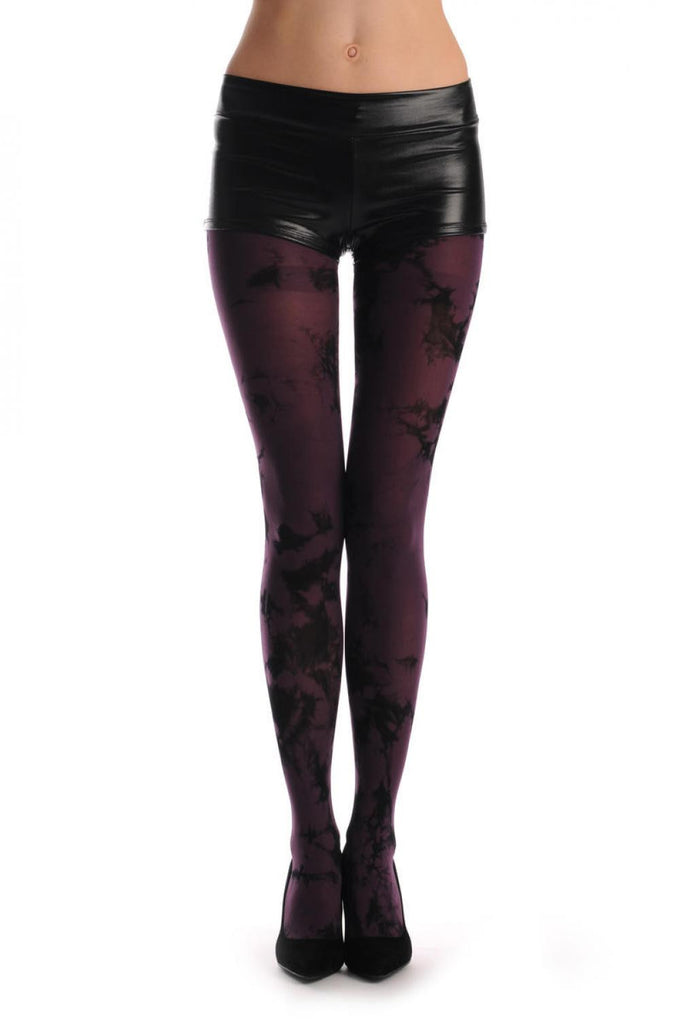 Liss Kiss Plum & Black Colour Splash (Tie Dye) - Tights