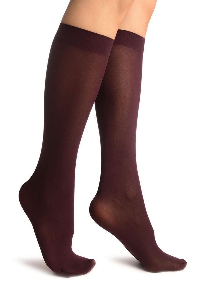 liss kiss Plum Red Plain Socks Knee High - Socks