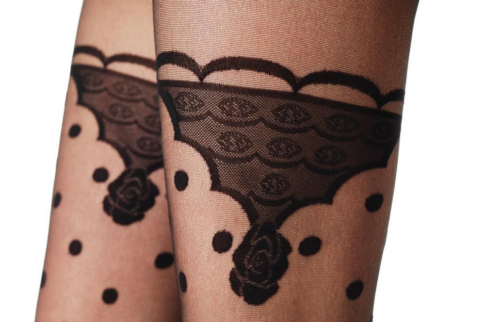 Liss Kiss Polka Dot & Vintage Garter - Tights