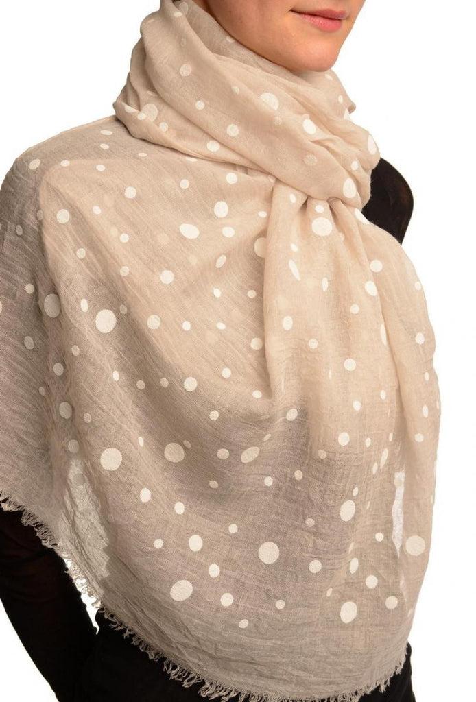 Liss Kiss Printed Dots On Beige Unisex Scarf - Scarf