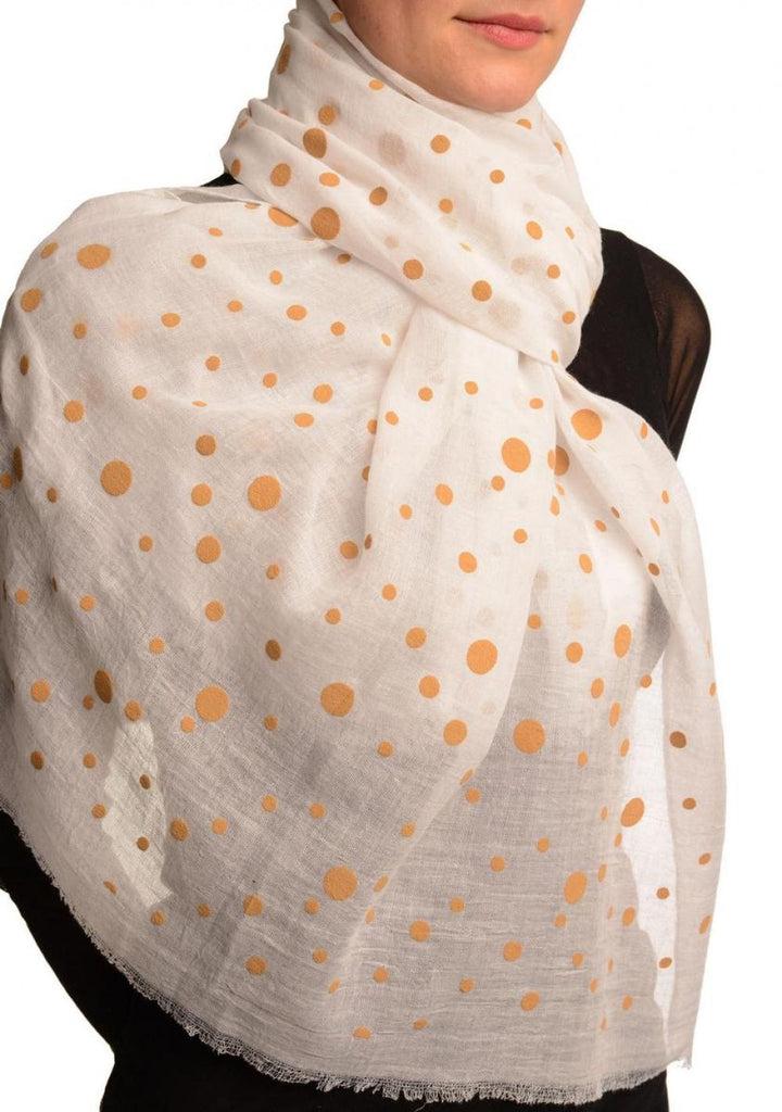 Liss Kiss Printed Dots On White Unisex Scarf - Scarf