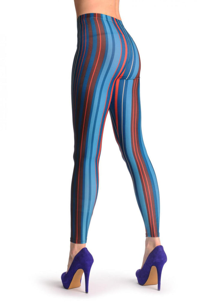 Liss Kiss Prussian Blue & Yellow Stripes - Leggings