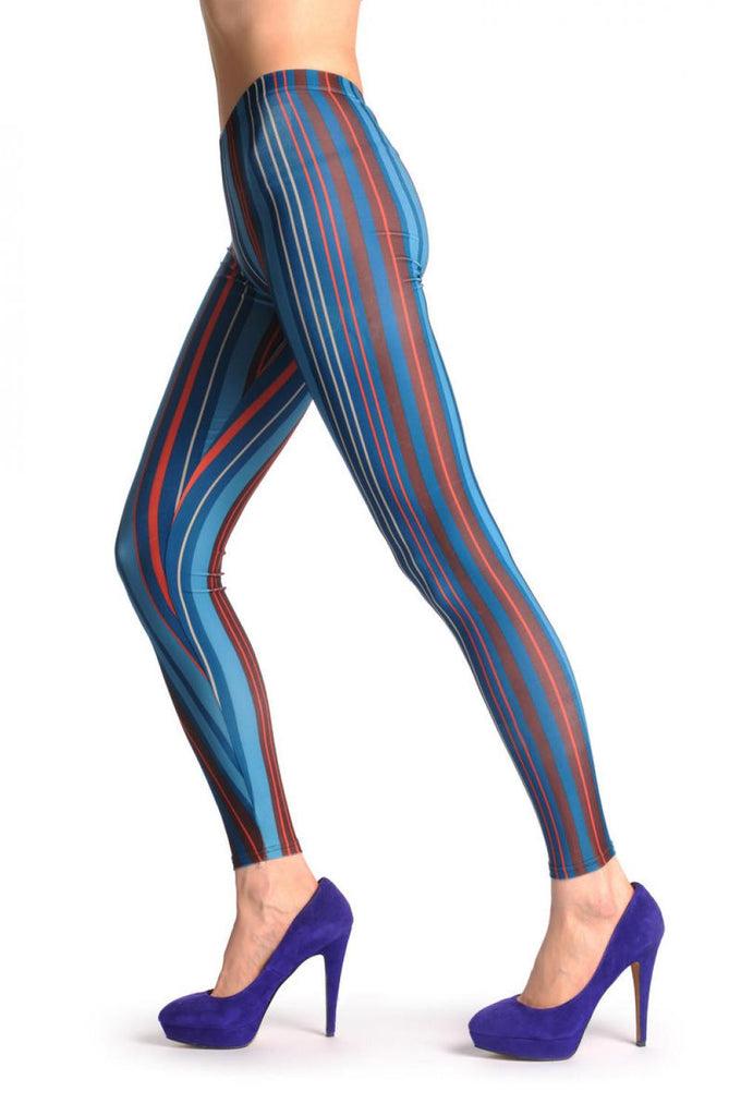 Liss Kiss Prussian Blue & Yellow Stripes - Leggings