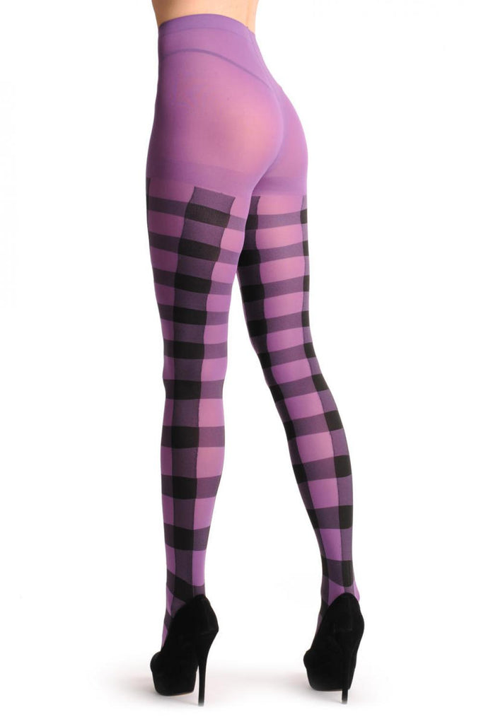 Liss Kiss Purple & Black Checkered - Tights