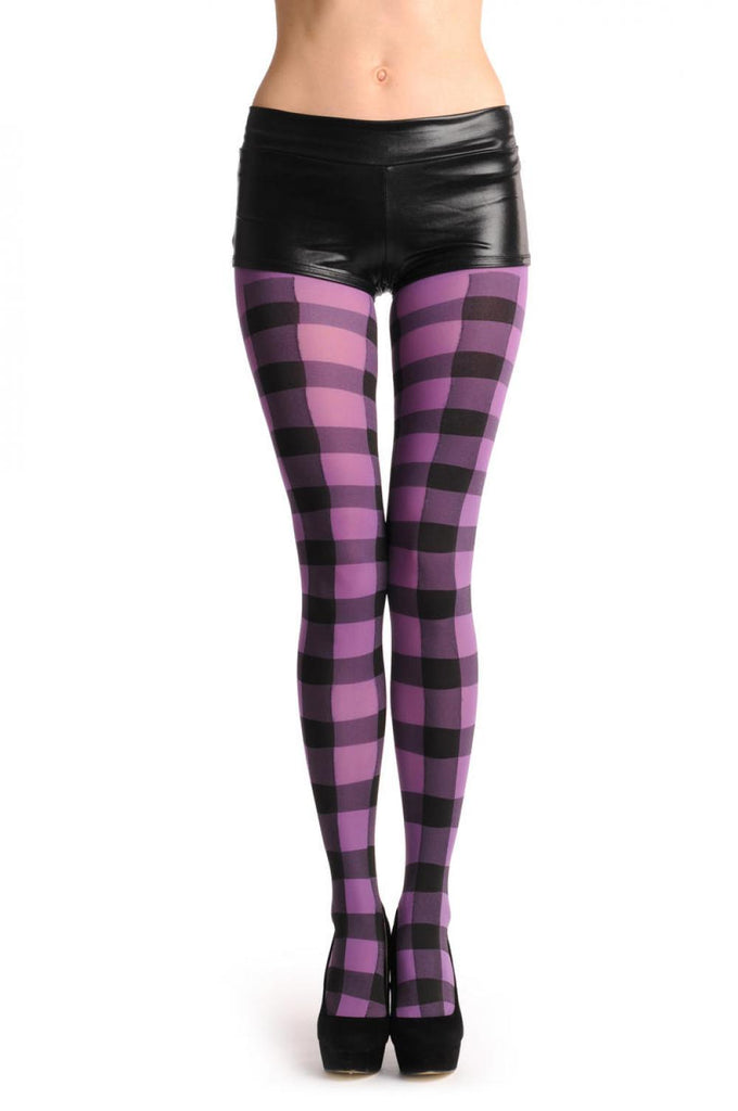 Liss Kiss Purple & Black Checkered - Tights