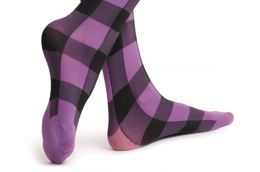 Liss Kiss Purple & Black Checkered - Tights
